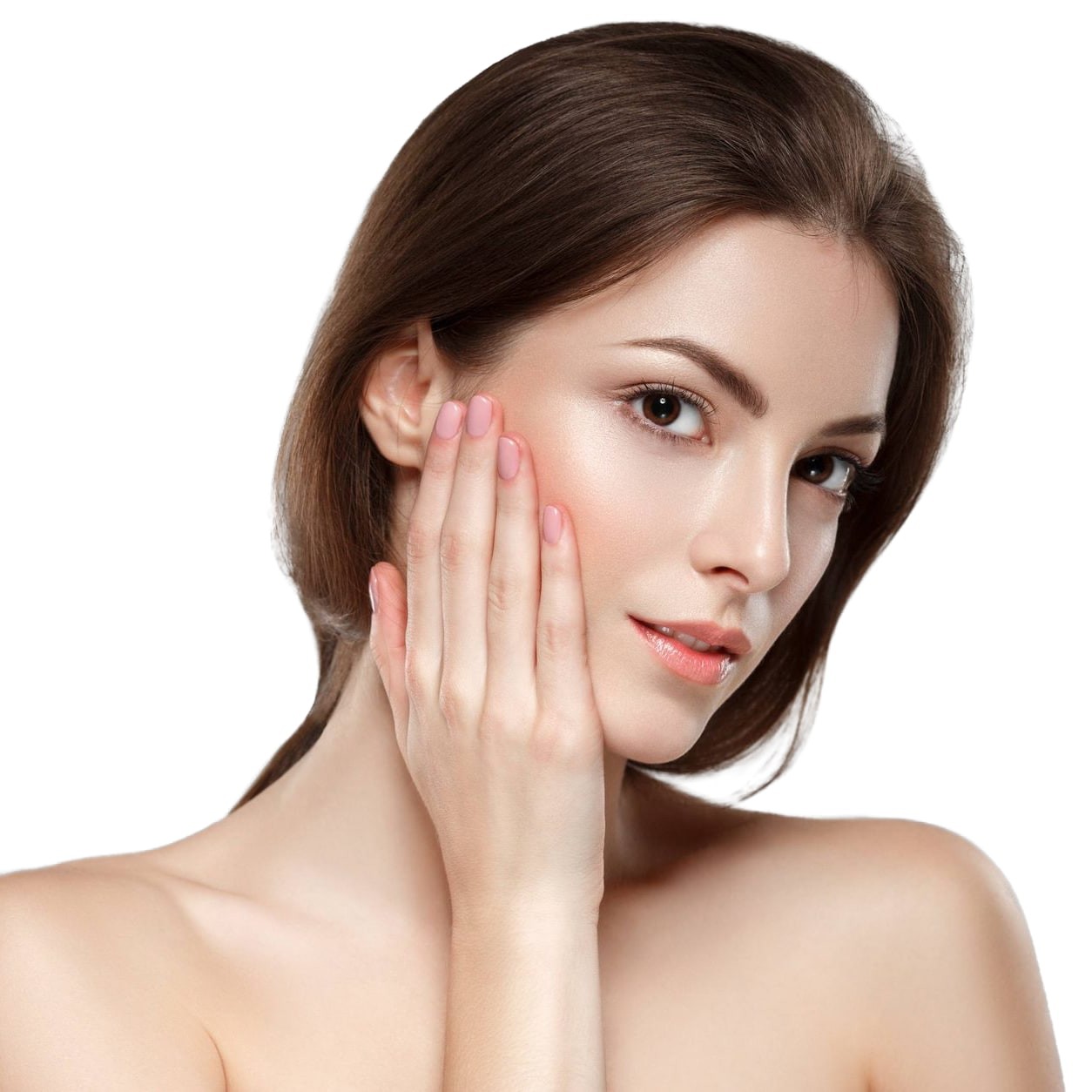 Девушка с гладкой и подтянутой кожей лица