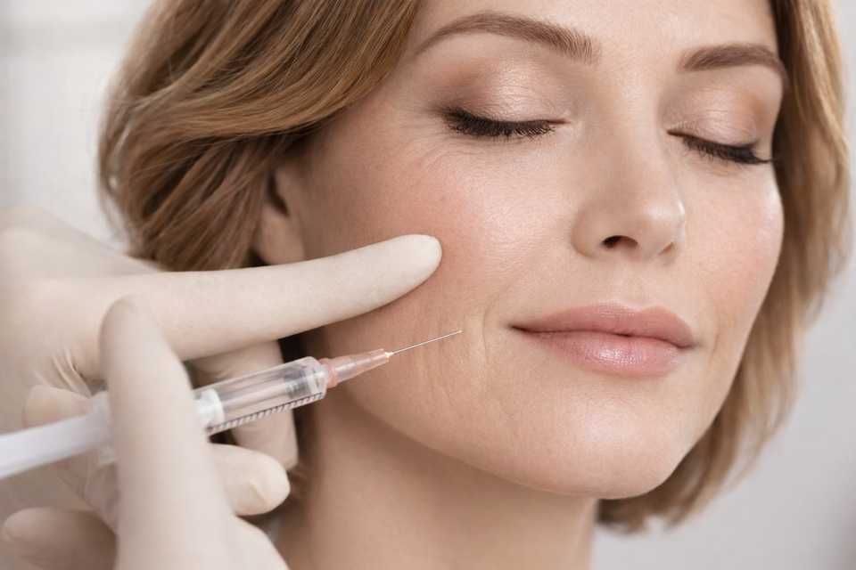 Врач делает укол в носогубную складку