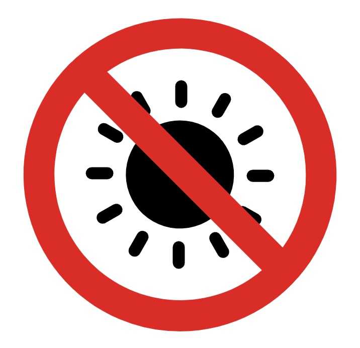 Иконка с запретом загара под солнцем